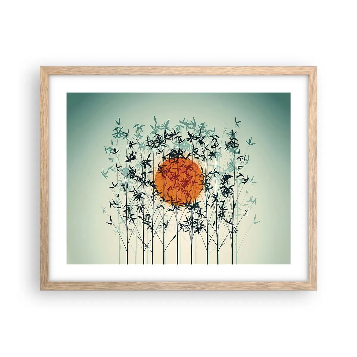 Een poster in een licht eiken lijst - Japanse zon - 50x40 cm