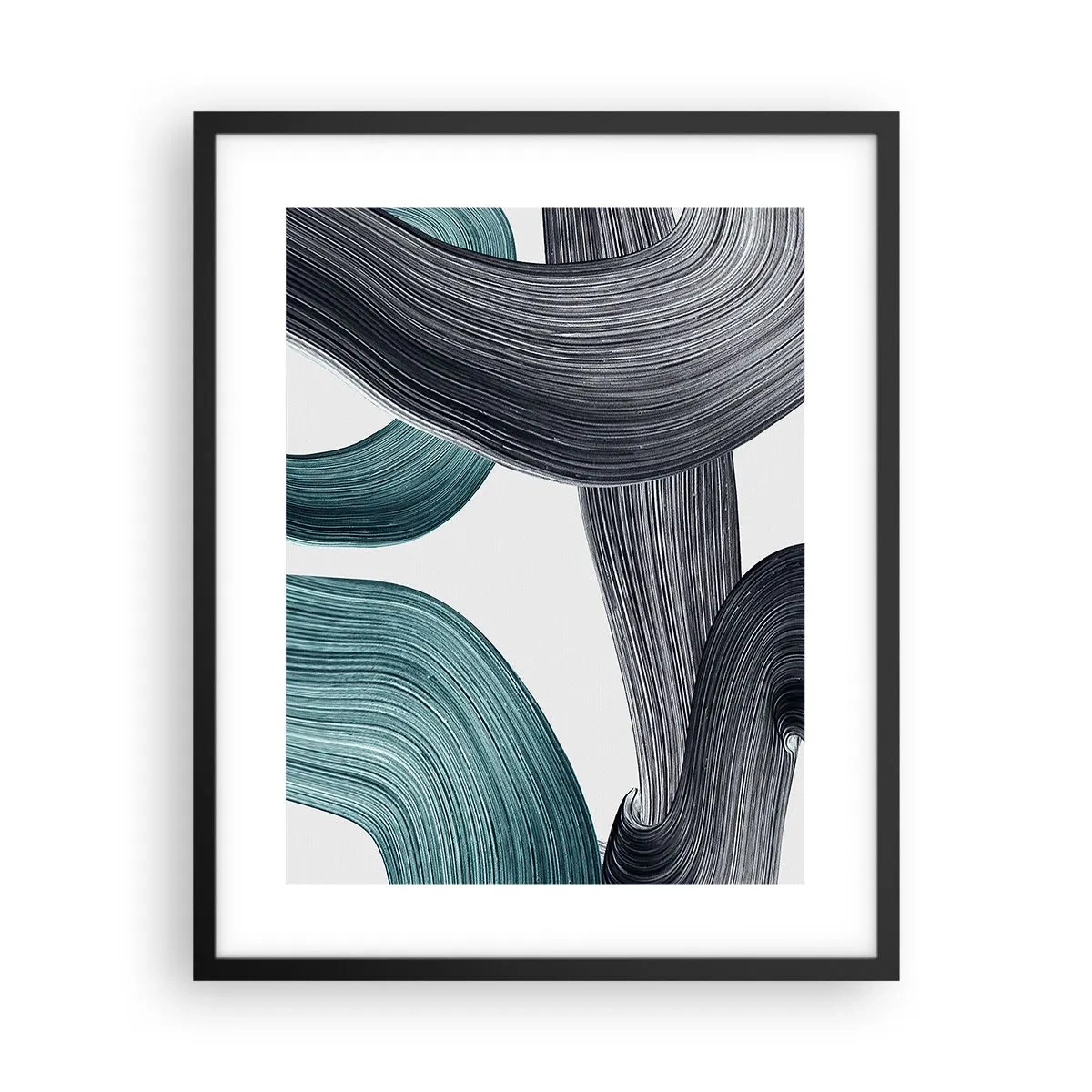 Poster in een zwarte lijst - Smaragdgroene en zwarte paden - 40x50 cm