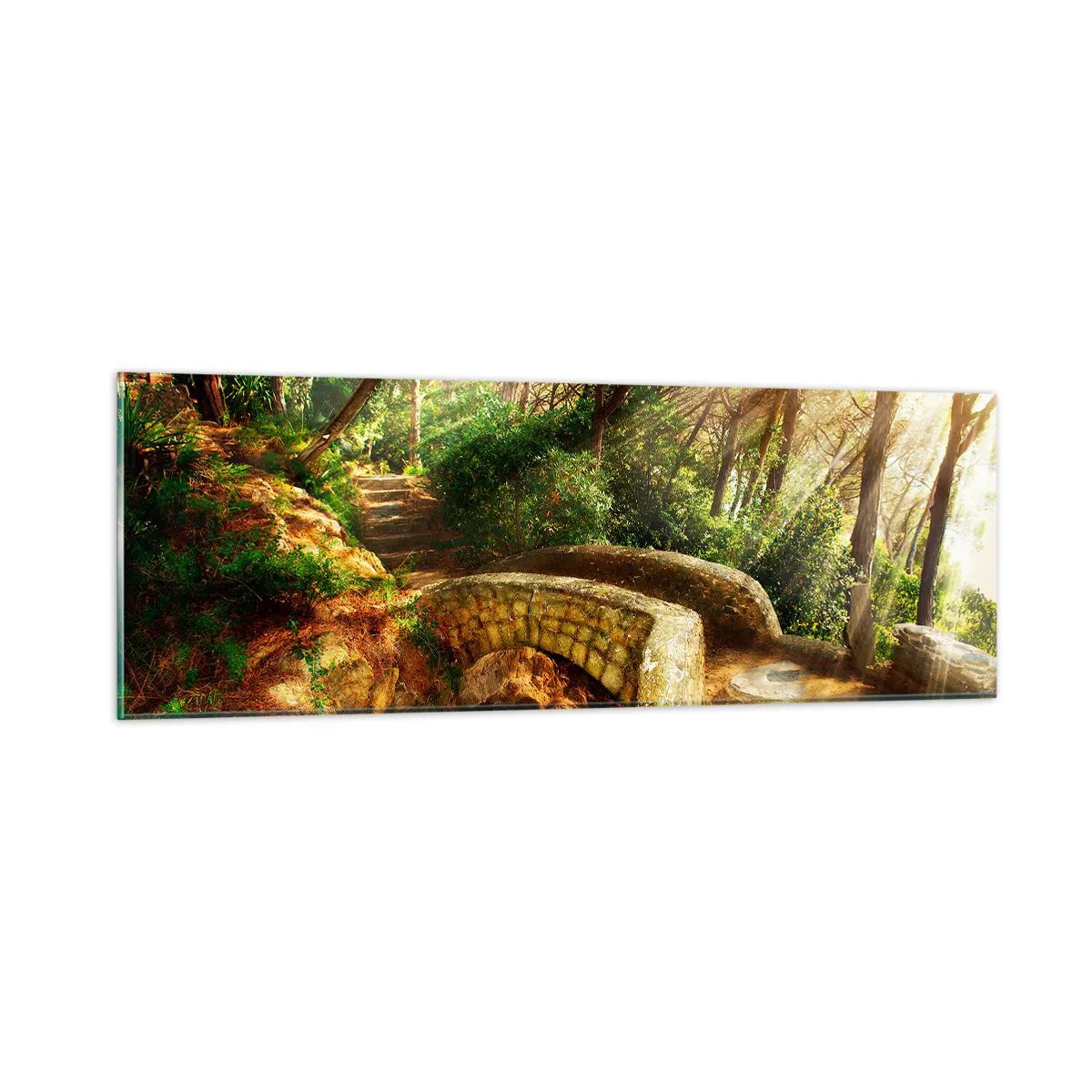 Schilderen op glas - Rechtstreeks vanaf de brug het sprookjesbos in - 90x30 cm