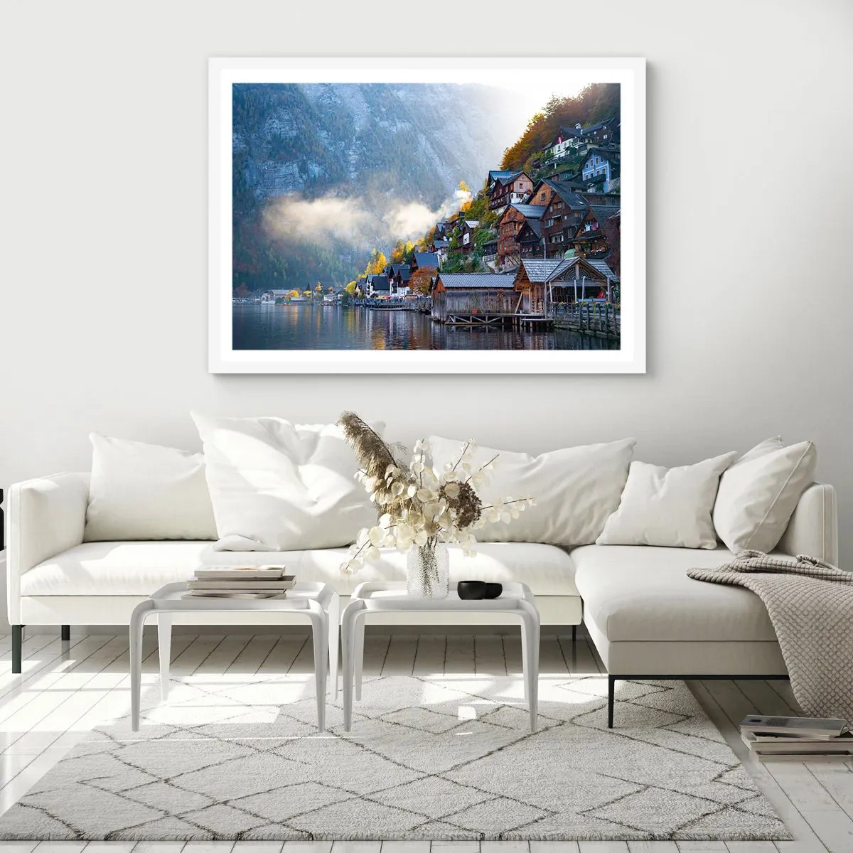 Poster in een witte lijst - Alpine sfeer - 91x61 cm