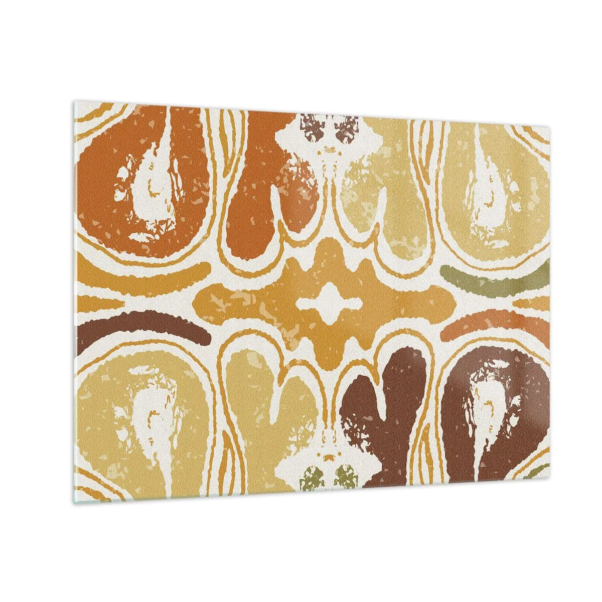 Schilderen op glas - Symmetrische abstractie in warme aardse tinten - 70x50cm - Sentimentele abstractie - Moderne wanddecoratie voor woonkamer en slaapkamer ARTTOR