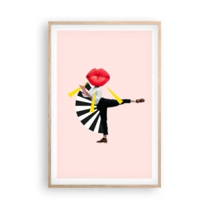 Een poster in een licht eiken lijst - Surrealistische pop-art - 61x91 cm