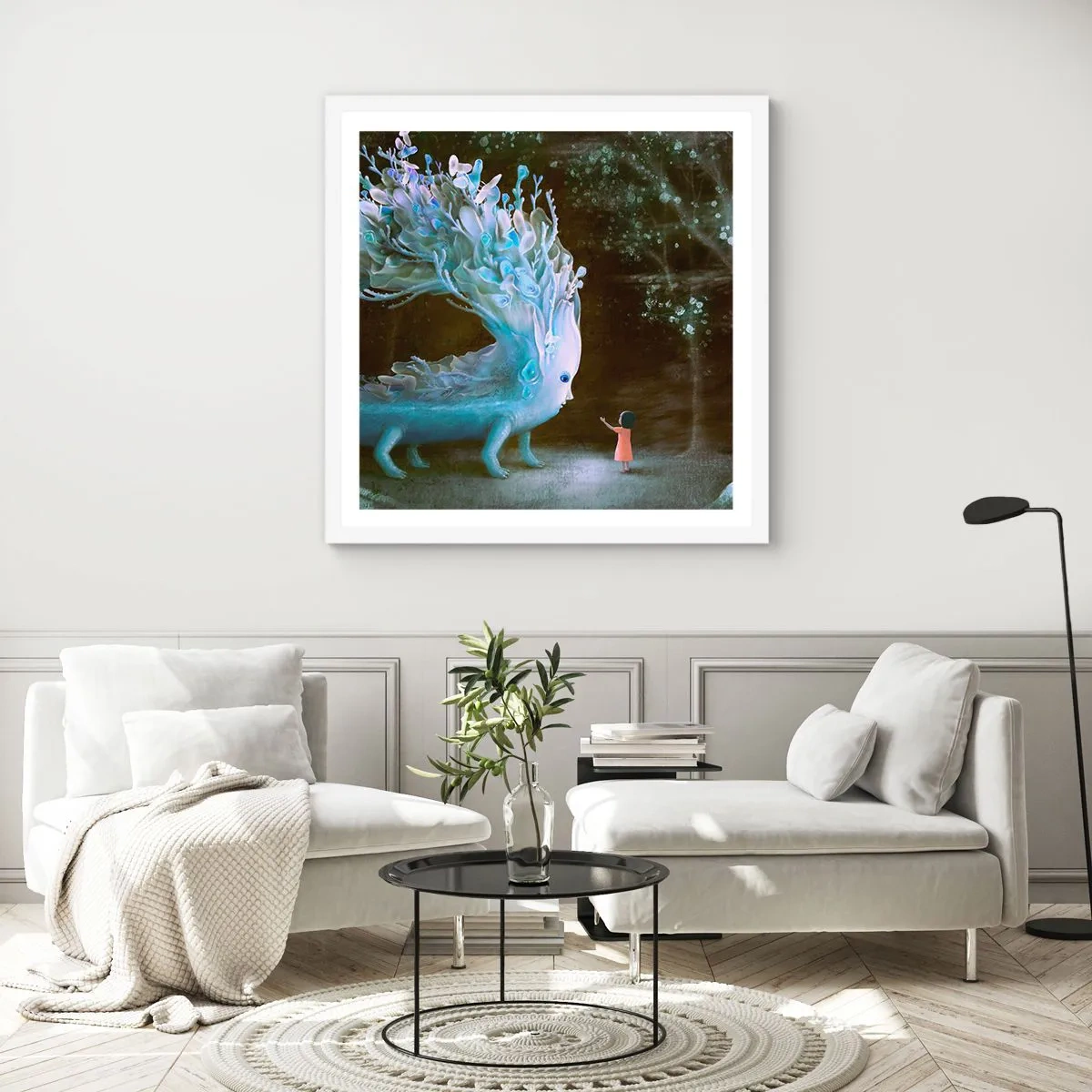 Poster in een witte lijst - Fantastische ontmoeting - 30x30 cm