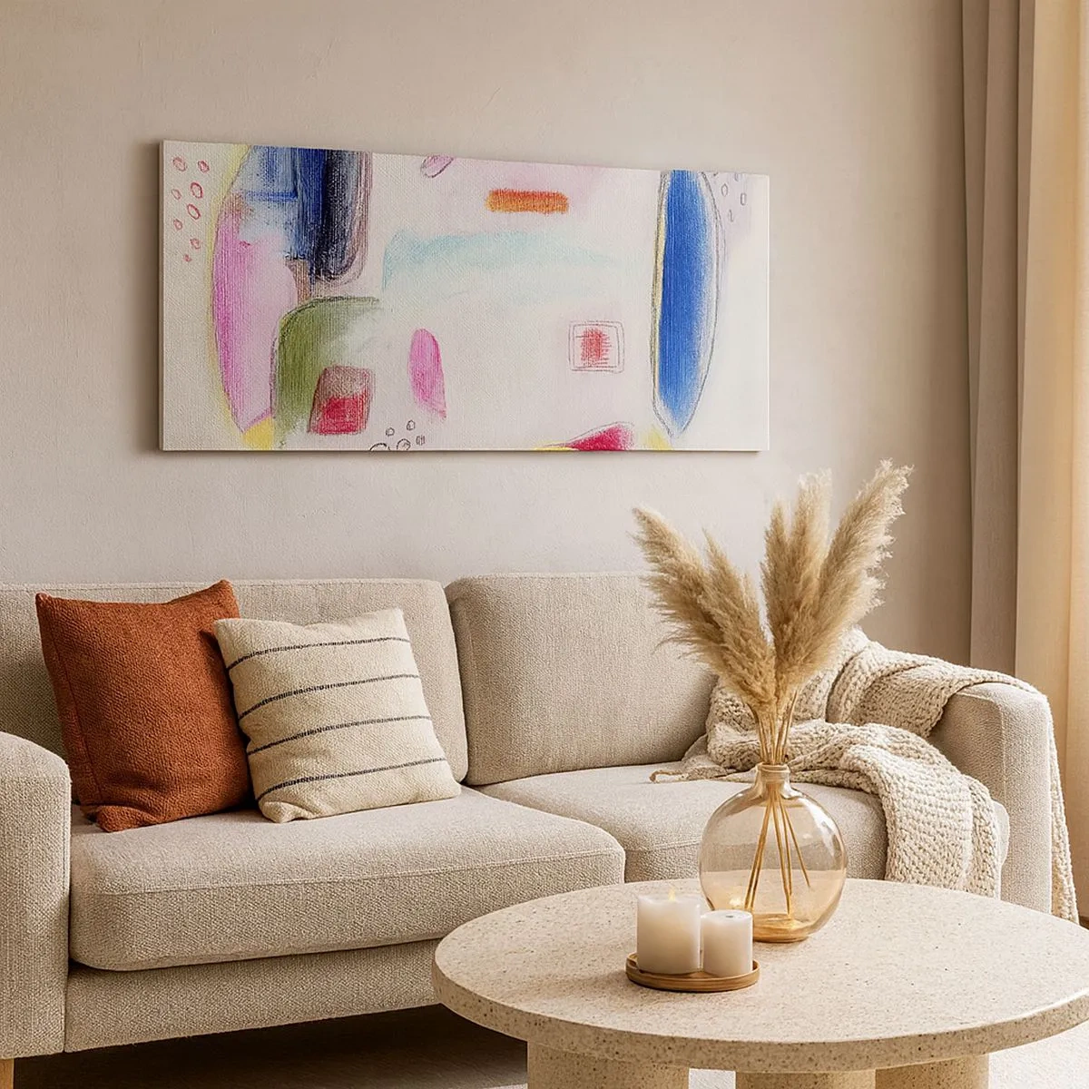 Schilderen op canvas - Meer bol dan hol of plat - 100x40 cm