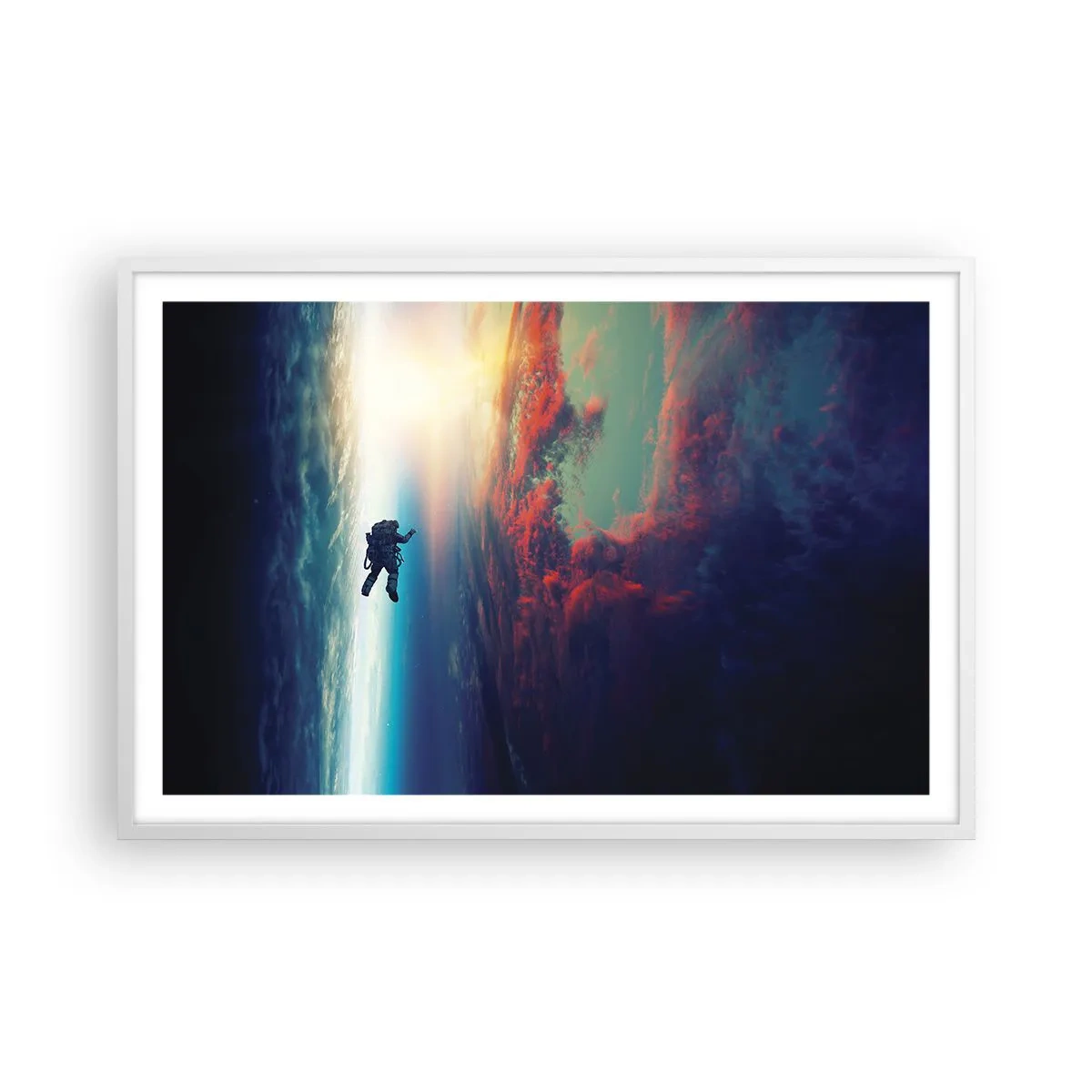 Poster in een witte lijst - Ga het universum tegemoet - 91x61 cm