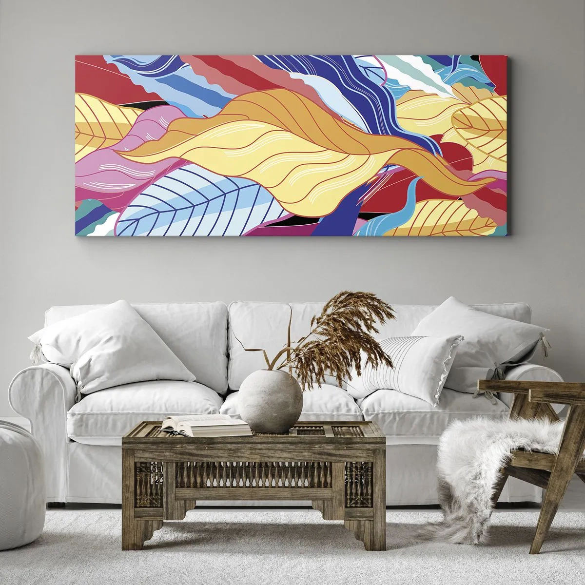 Schilderen op canvas - Een kleurrijke puinhoop - 140x50 cm
