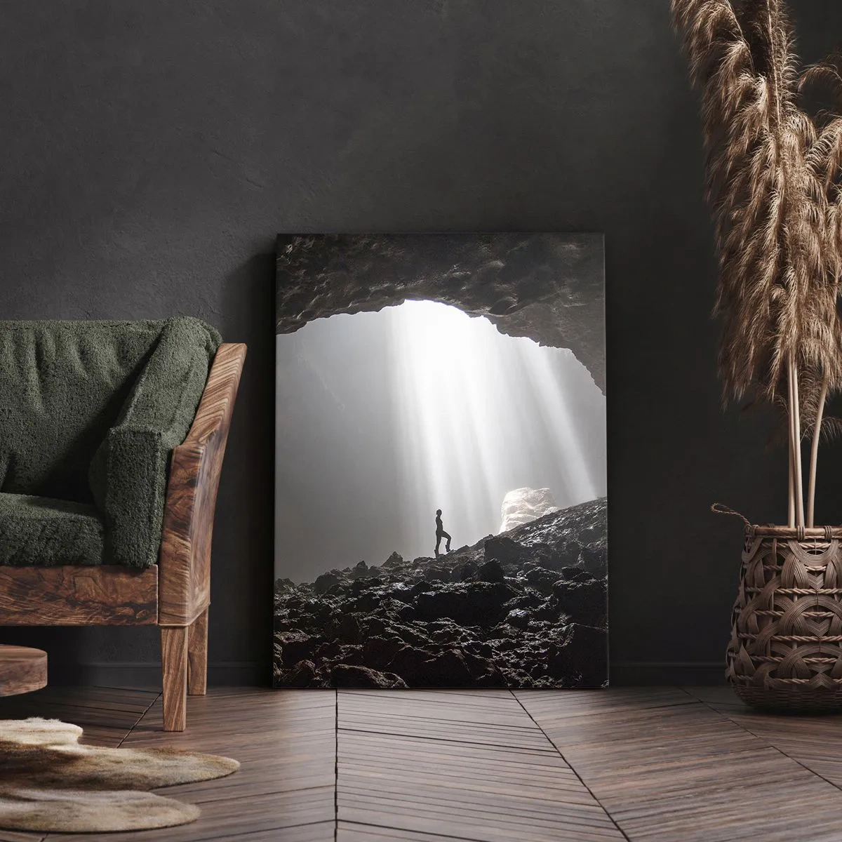 Schilderen op canvas - De lichtgevende grot - 65x120 cm