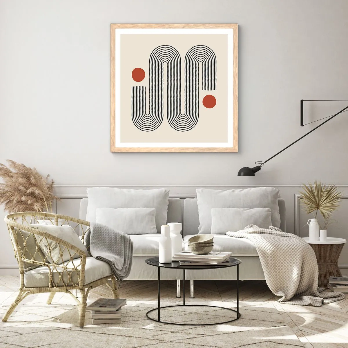 Een poster in een licht eiken lijst - Van het begin tot het eind - 50x50 cm