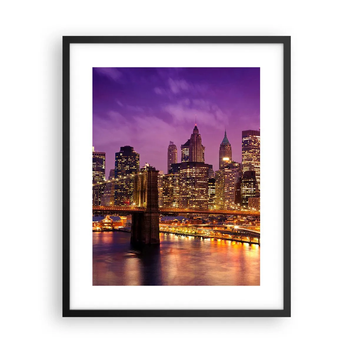 Poster in een zwarte lijst - Violet-goud Manhattan - 40x50 cm