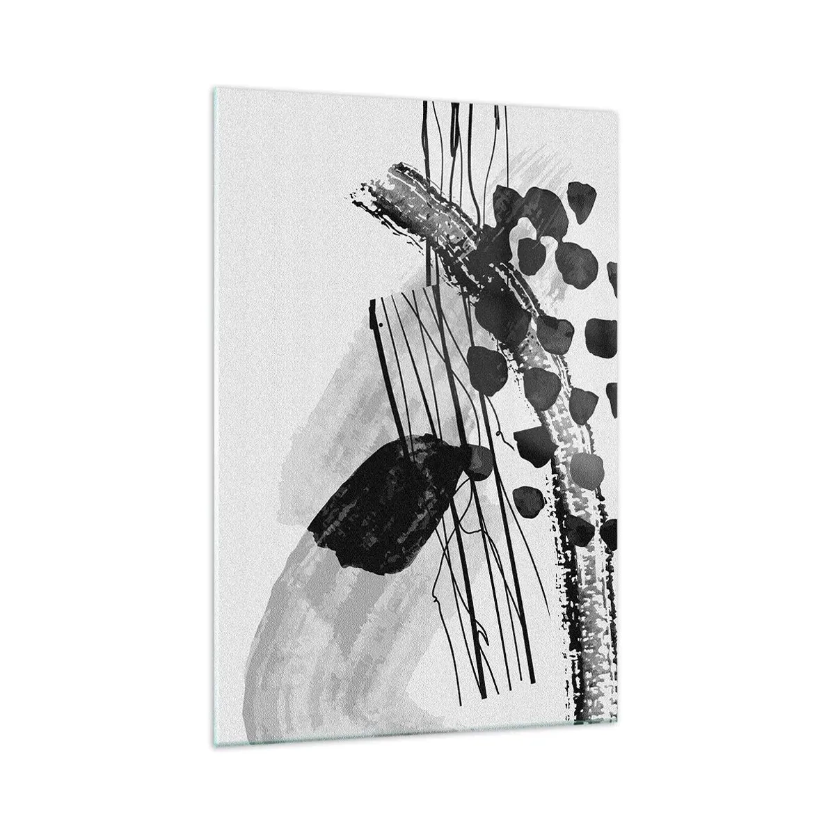 Schilderen op glas - Zwart-wit organische abstractie - 70x100 cm
