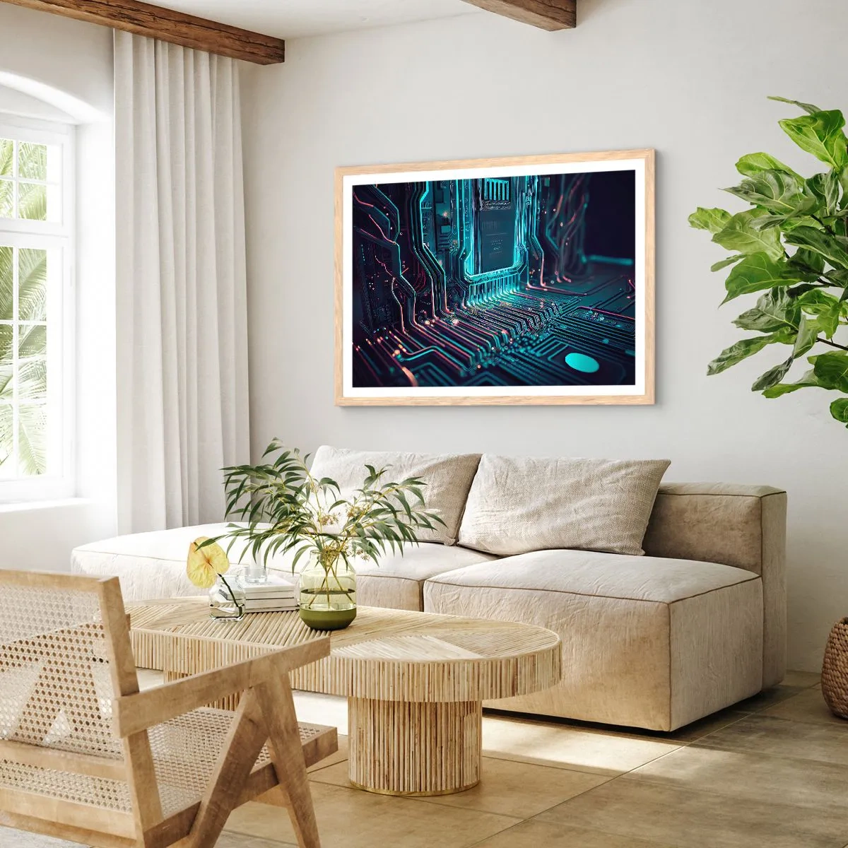 Een poster in een licht eiken lijst - Ik ben aan het denken… - 70x50 cm