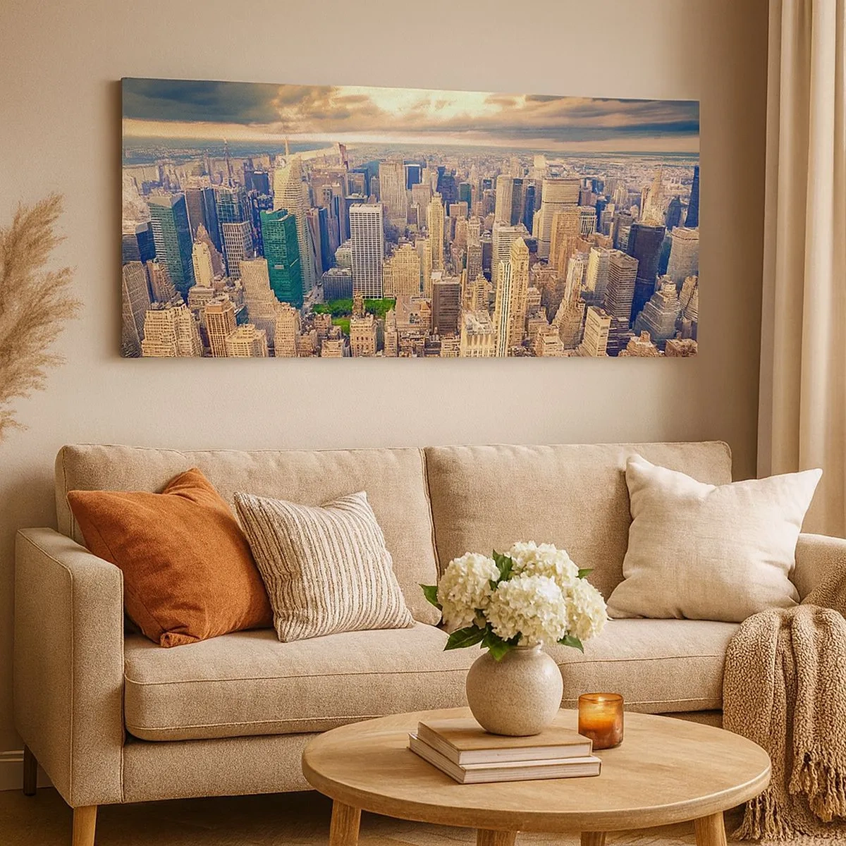 Schilderen op canvas - Vergulde metropool - 100x40 cm