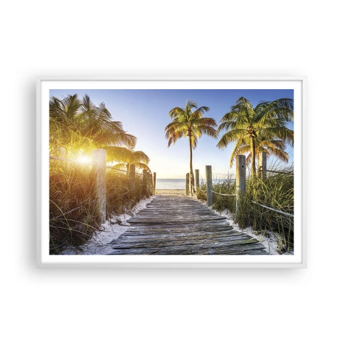 Poster in een witte lijst - Rechtstreeks naar het paradijs - 100x70 cm