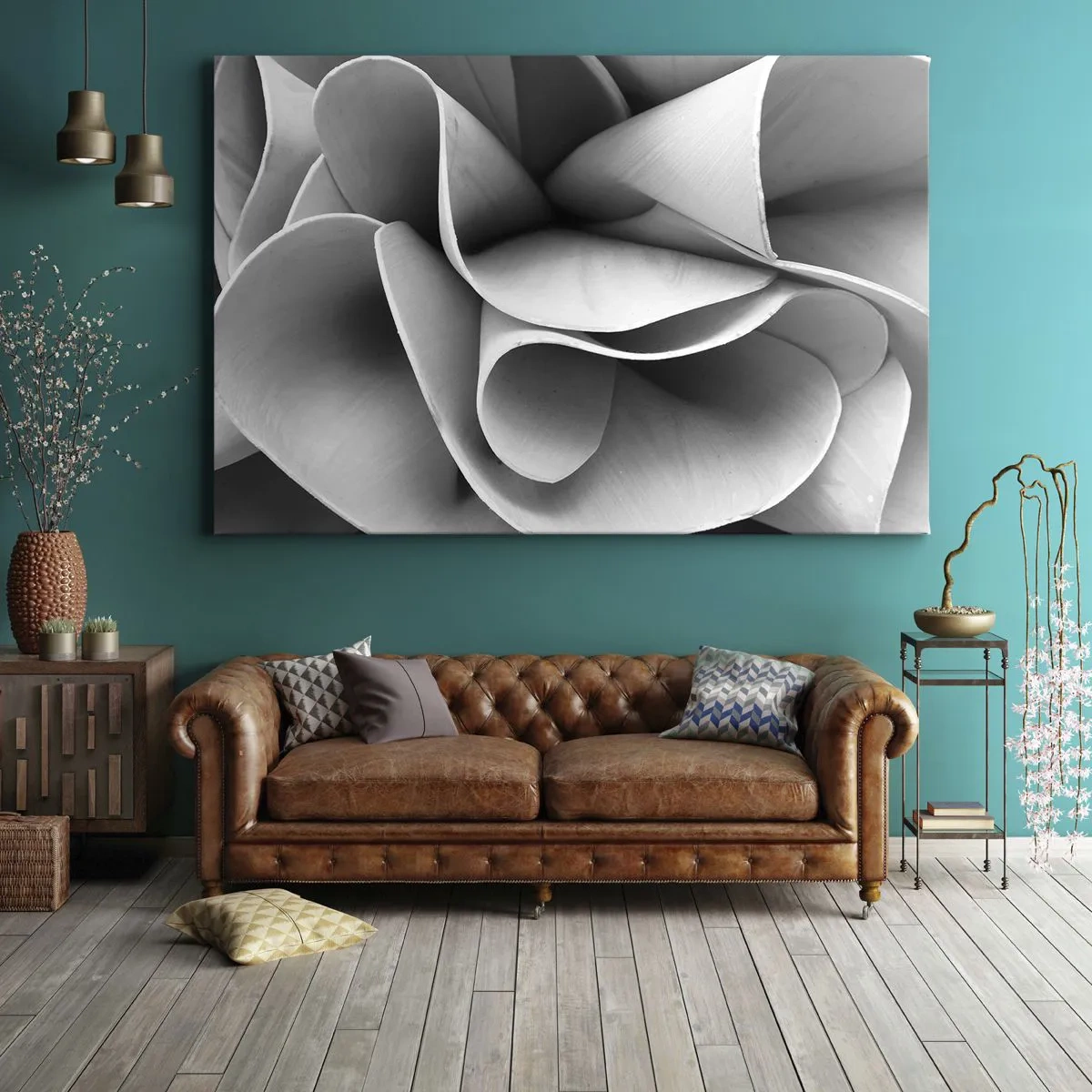 Schilderen op canvas - Zwart-wit details van abstracte vormen - 70x50cm - Het gebeurt in de ruimte - Moderne wanddecoratie voor woonkamer en slaapkamer ARTTOR