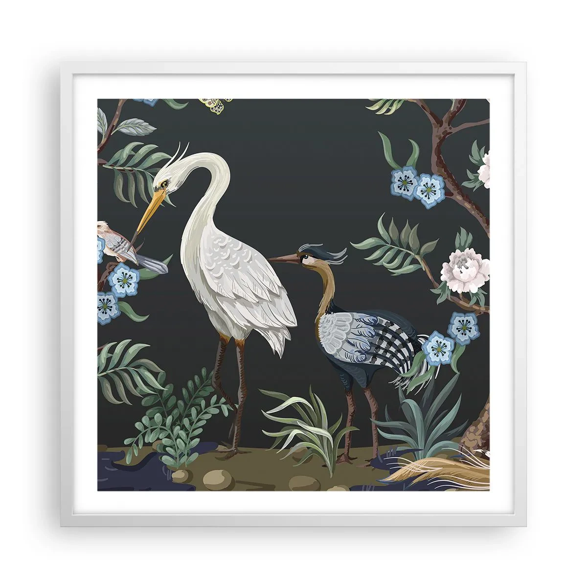 Poster in een witte lijst - Vogelparade - 60x60 cm