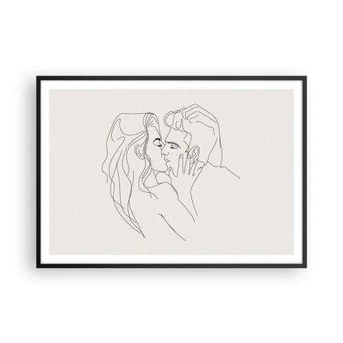 Poster in een zwarte lijst - Verstrikt in gevoel - 100x70 cm