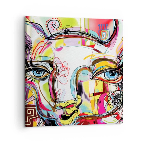 Schilderen op canvas - De rijkdom van het middelbare schooldiploma van de kat - 60x60 cm