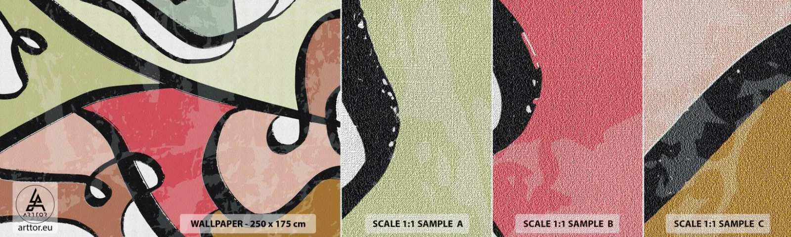 Fotobehang Monster Premium Canvas - Pirouettes tussen kleuren - Abstractie, Deel, Modern - 100x30 cm