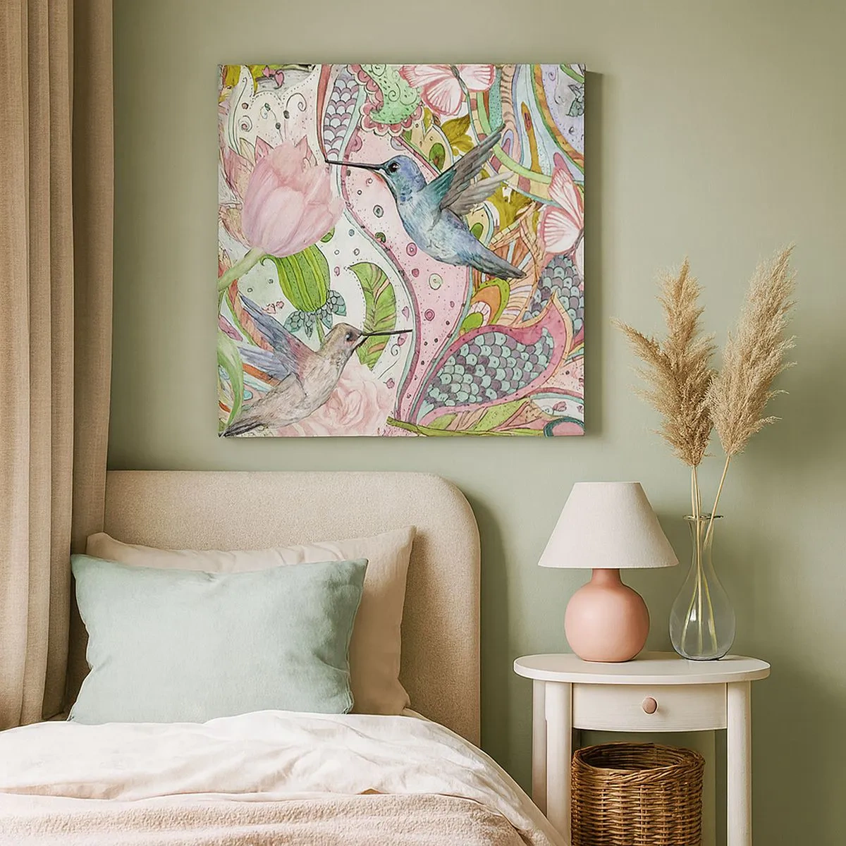 Schilderen op canvas - Verstrikt in wijnstokken - 30x30 cm