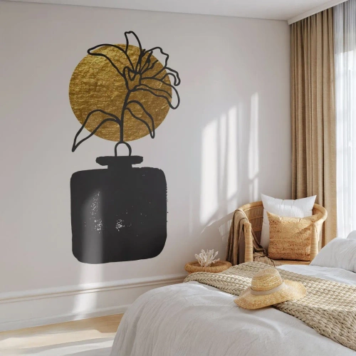 Fotobehang Premium Sand - Schoonheid is goud waard - Vaas, Bloemen, Minimalisme - 350x256 cm