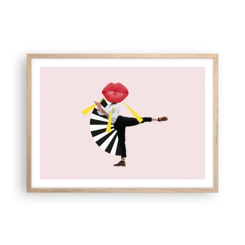 Een poster in een licht eiken lijst - Surrealistische pop-art - 70x50 cm
