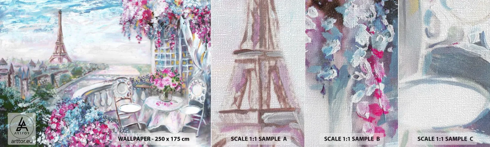 Fotobehang Monster Premium Canvas - Het is hier het mooist in mei - Stad, Eiffeltoren, Parijs - 100x30 cm