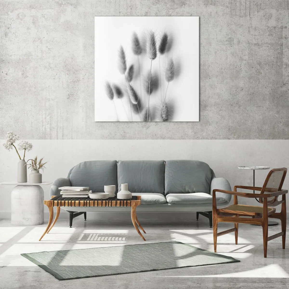 Schilderen op glas - Haar luchtigheid gras - 60x60 cm
