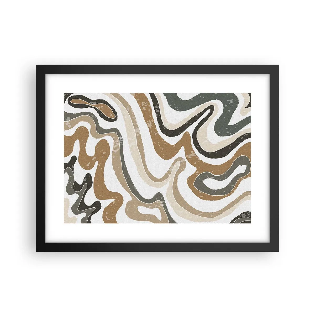 Poster in een zwarte lijst - Meanders van aardekleuren - 40x30 cm