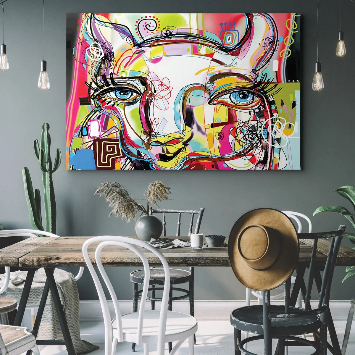 Schilderen op canvas - De rijkdom van het middelbare schooldiploma van de kat - 120x80 cm