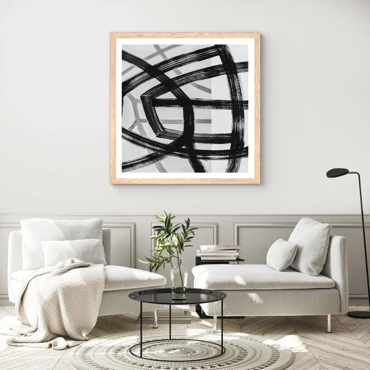 Een poster in een licht eiken lijst - Diepte opbouwen - 30x30 cm