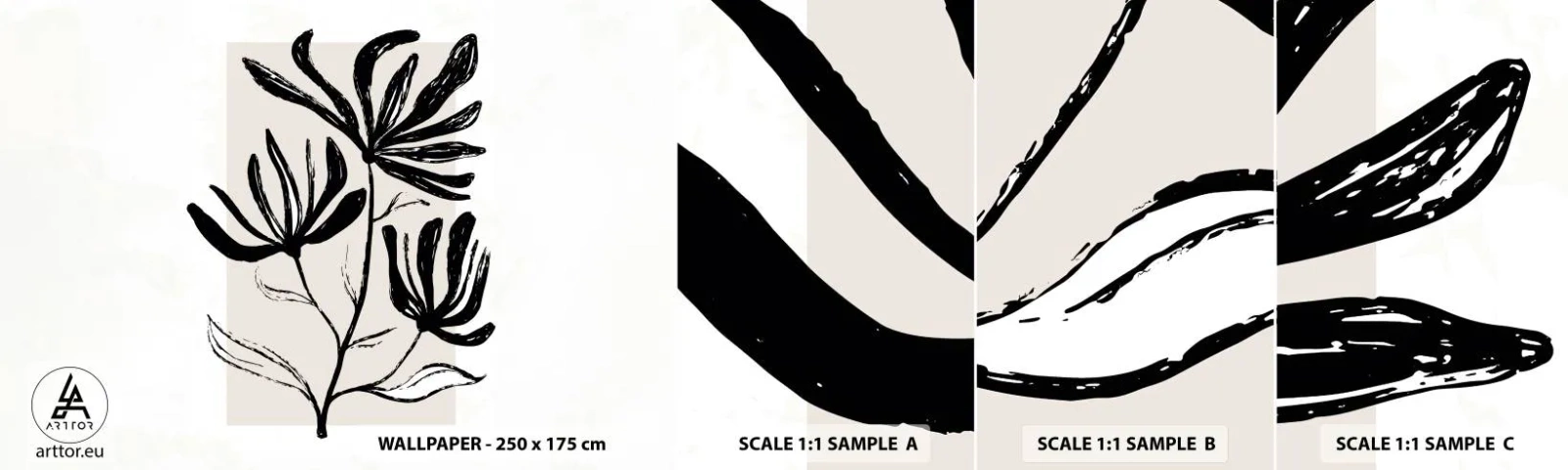 Fotobehang Staaltje Standard Eco - Schets voor het herbarium - Bloem, Minimalistisch, Modern - 100x30 cm