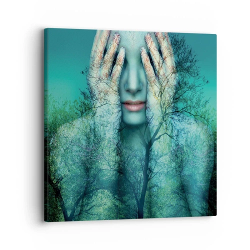 Schilderen op canvas - Ondergedompeld in blauw - 30x30 cm