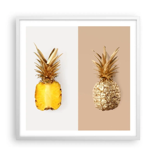 Poster in een witte lijst - Ananas voor ons - 60x60 cm