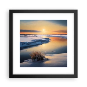 Poster in een zwarte lijst - Winterse zonsondergang - 30x30 cm
