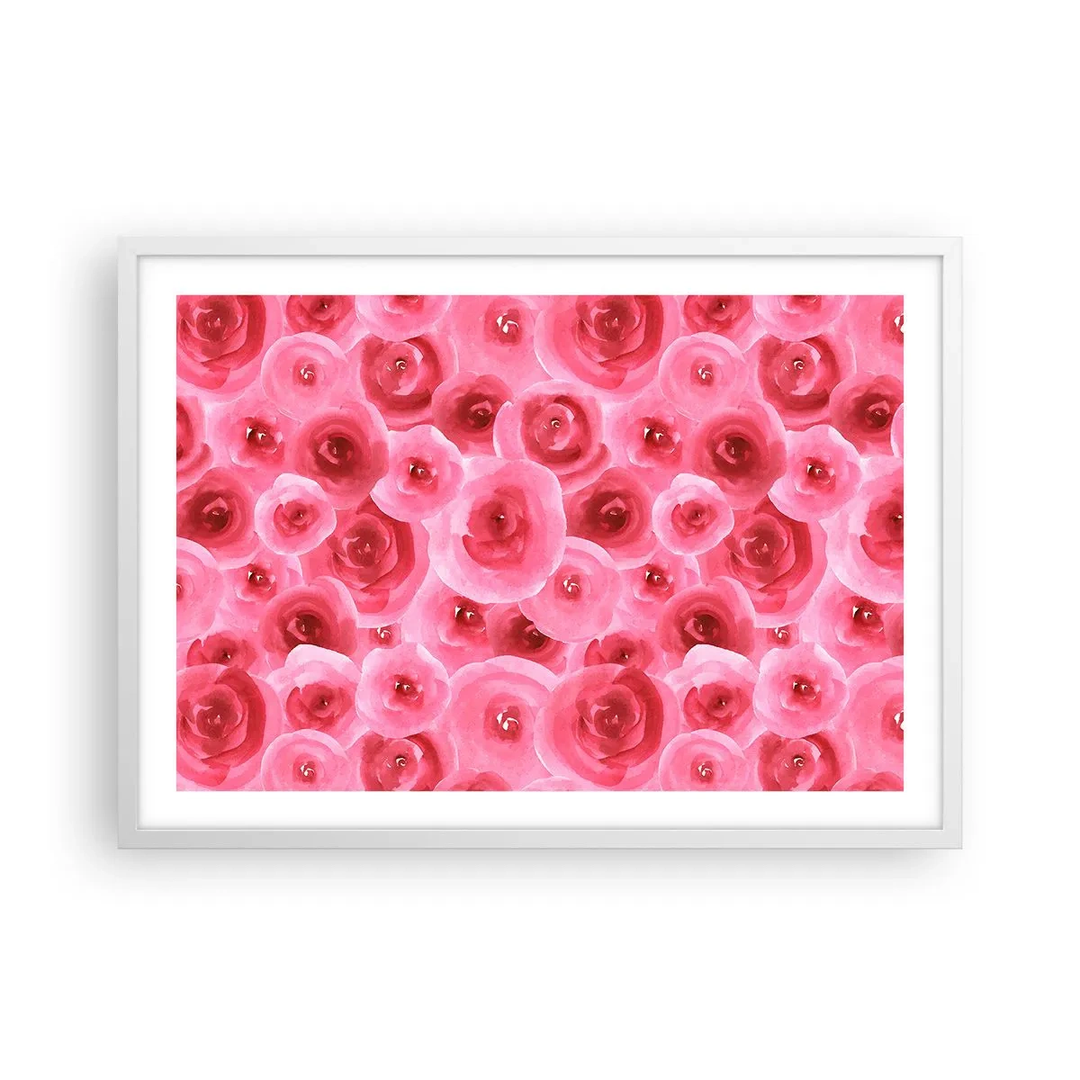 Poster in een witte lijst - Rozen onder en boven - 70x50 cm