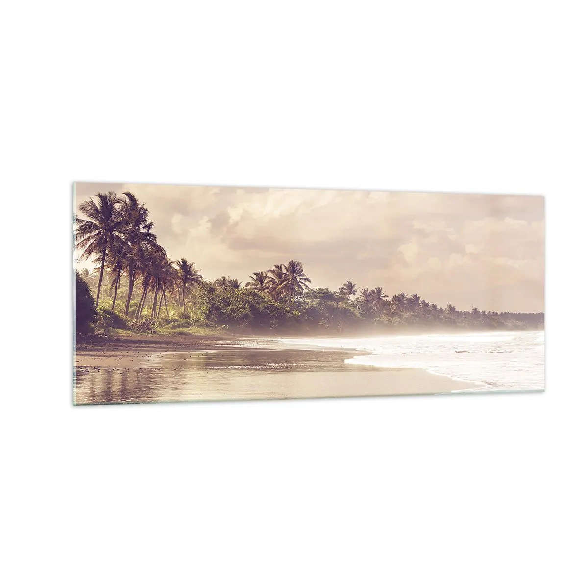 Schilderen op glas - De streling van de golven - 100x40 cm