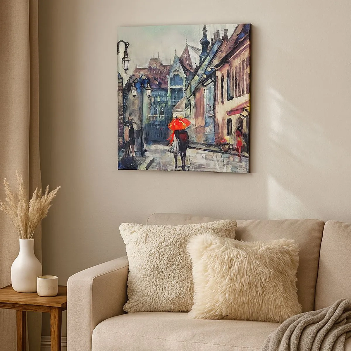 Schilderen op canvas - Regen voor twee - 30x30 cm