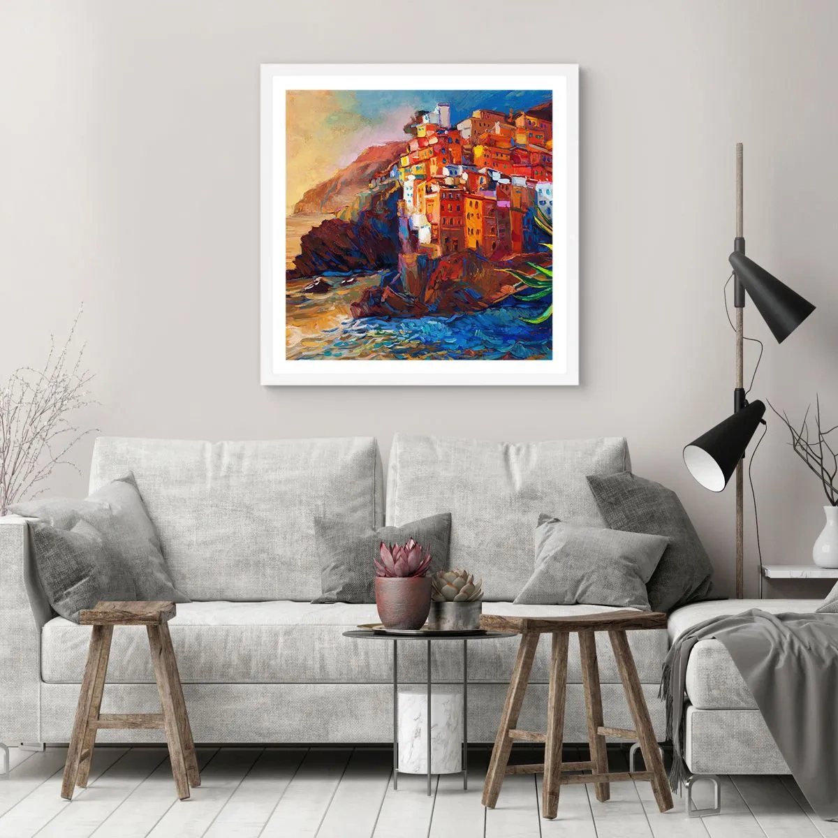 Poster in een witte lijst - Italiaanse sfeer - 30x30 cm