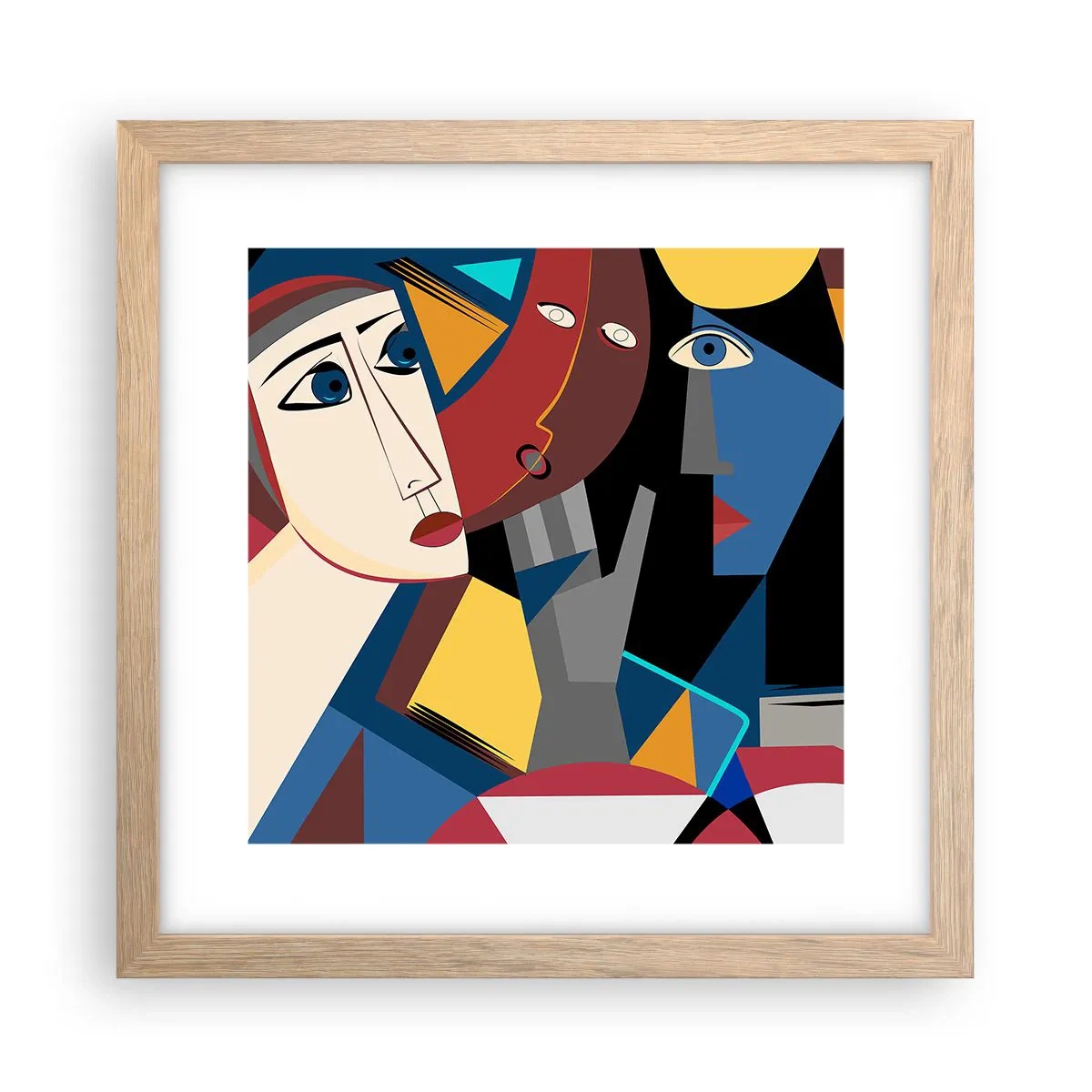 Een poster in een licht eiken lijst - Een gesprek tussen kubisten - 30x30 cm