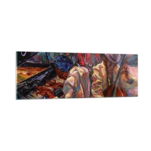 Schilderen op glas - In hetzelfde ritme - 90x30 cm