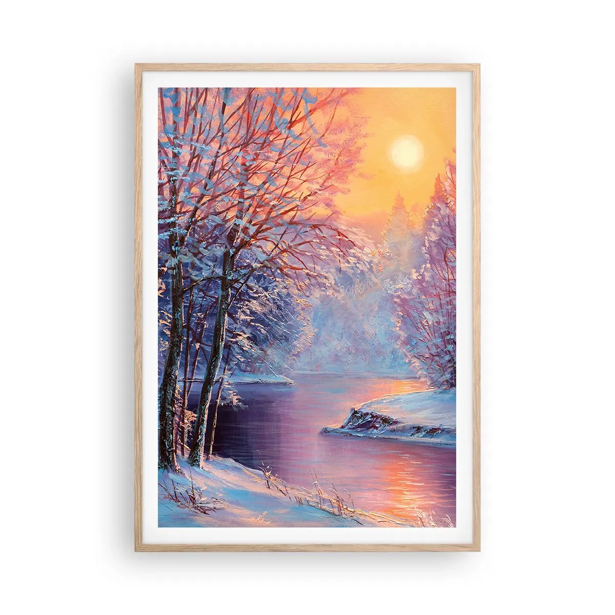 Een poster in een licht eiken lijst - De kleuren van de winter - 70x100 cm