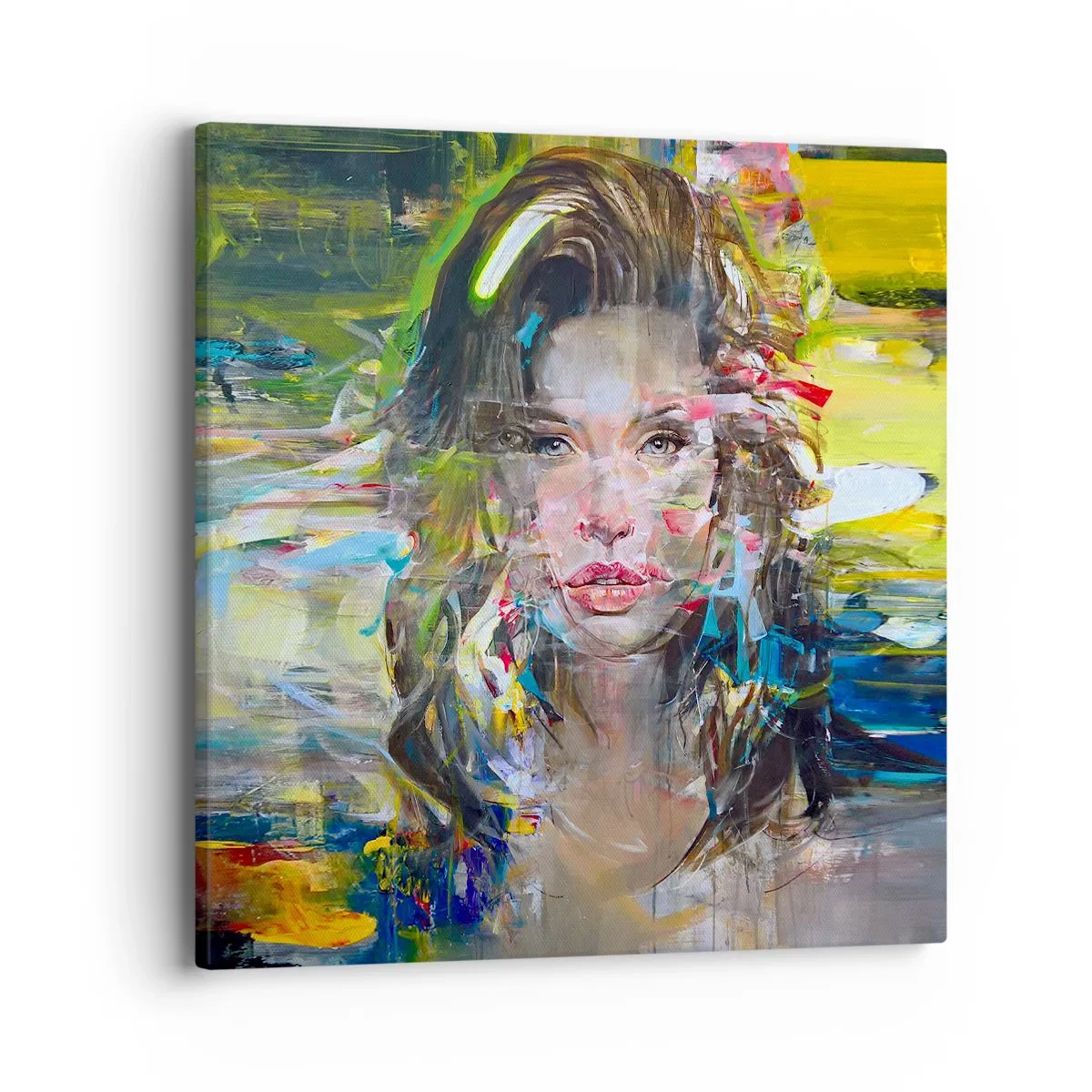 Schilderen op canvas - Achter de lucht een gordijn - 40x40 cm