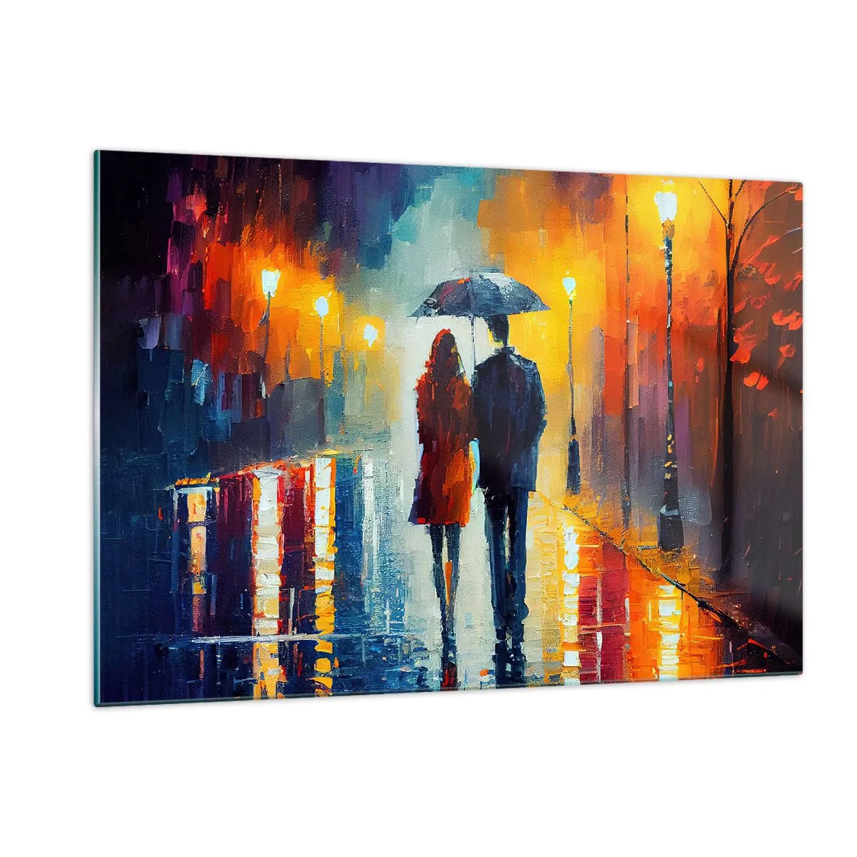 Schilderen op glas - Samen – een kleurrijke nacht - 120x80 cm