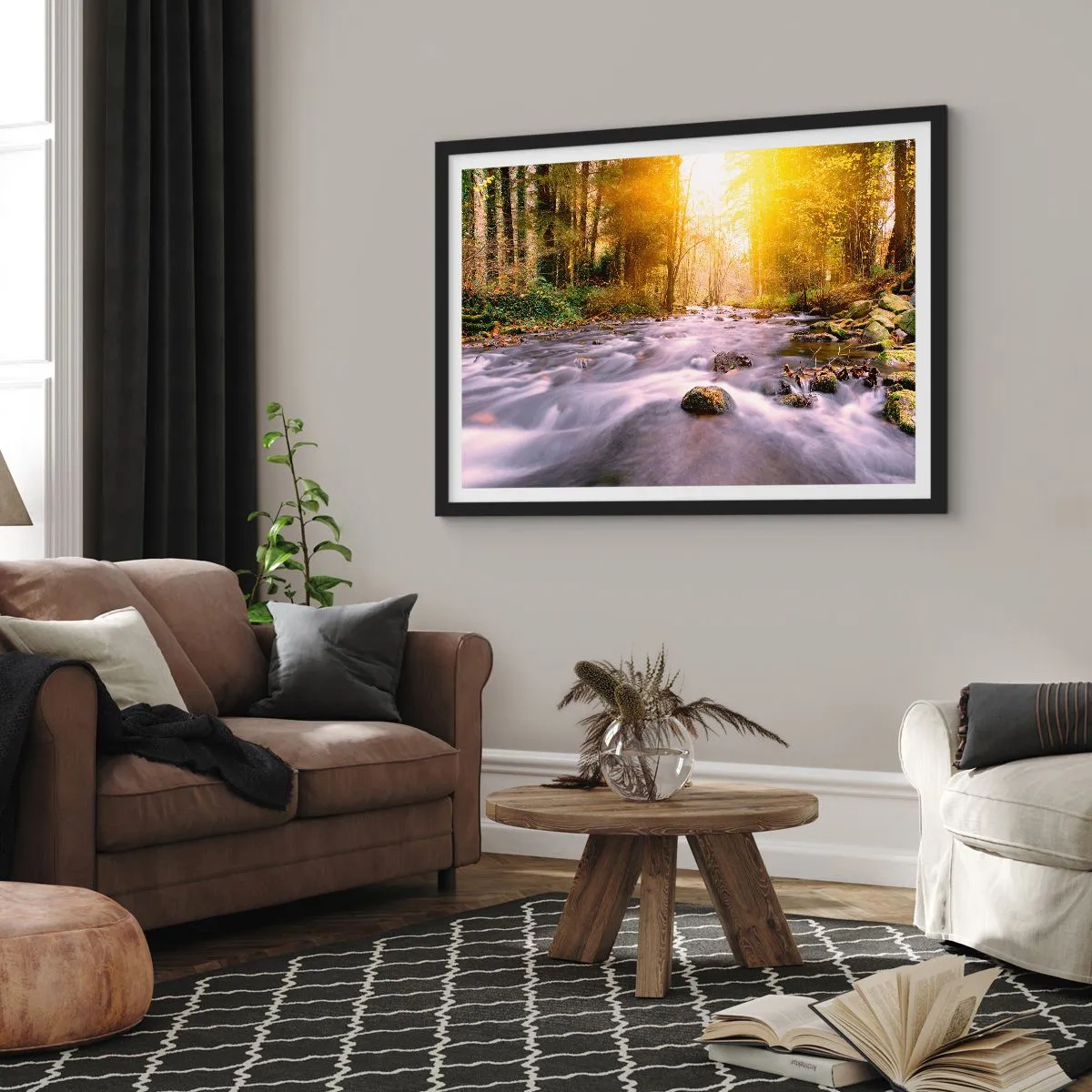 Poster in een zwarte lijst - Malachiet in een zilveren en gouden lijst - 100x70 cm