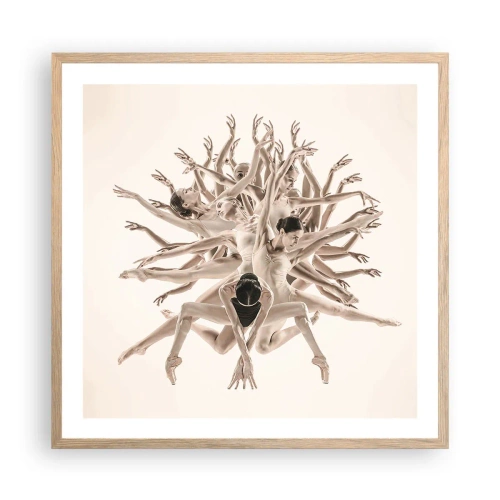 Een poster in een licht eiken lijst - Bloeiend in dans - 60x60 cm