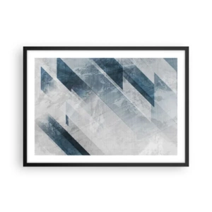 Poster in een zwarte lijst - Ruimtelijke compositie - grijze beweging - 70x50 cm