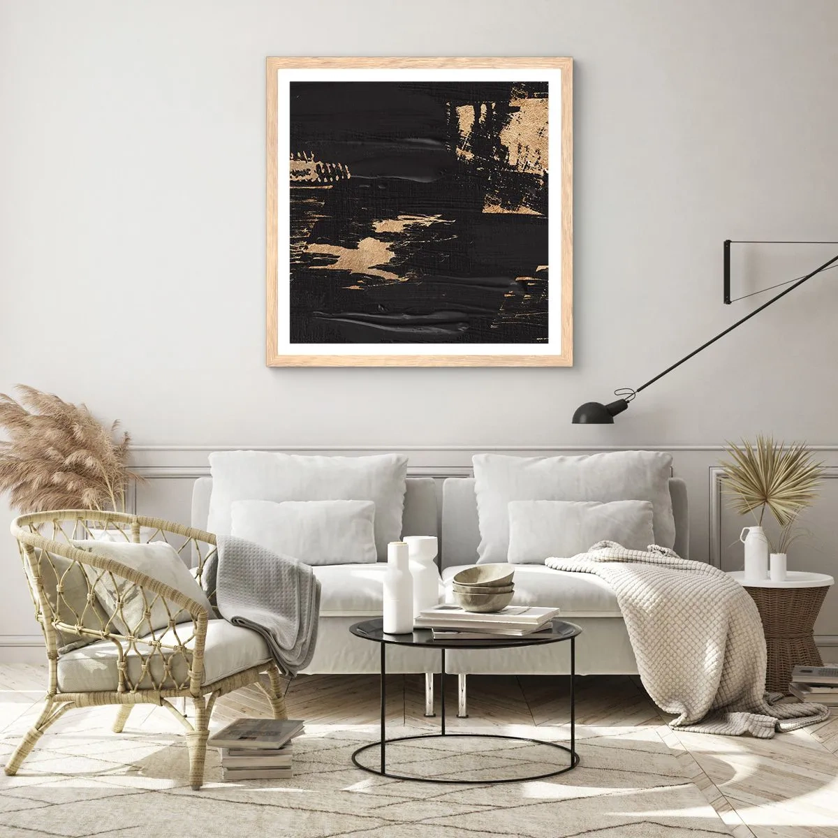 Een poster in een licht eiken lijst - Spoor van aanraking - 40x40 cm