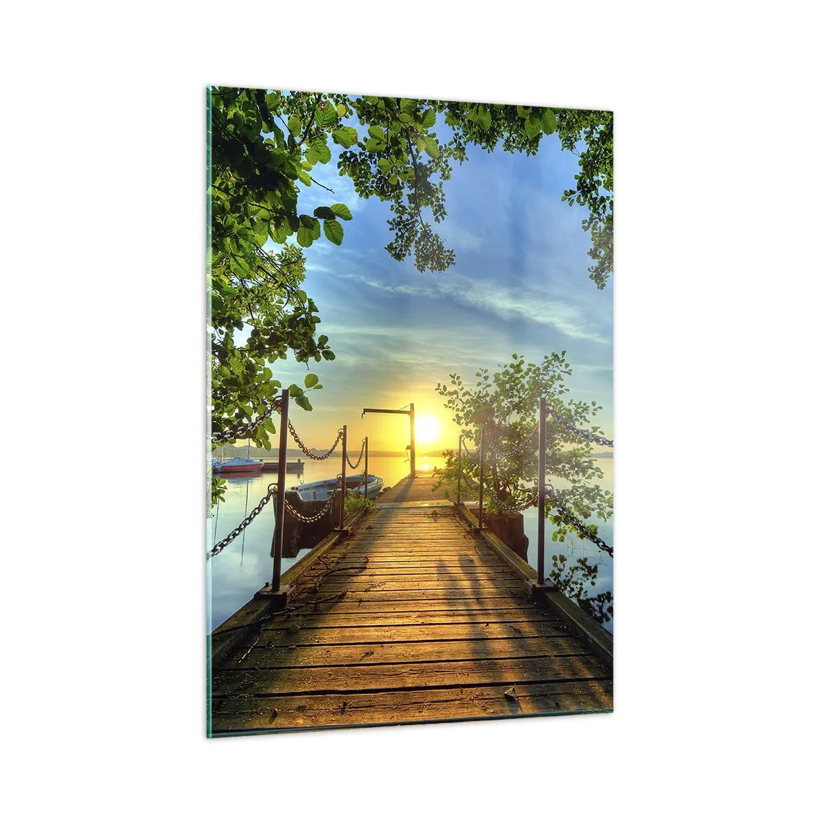 Schilderen op glas - Zonsondergang boven het water - 50x70 cm