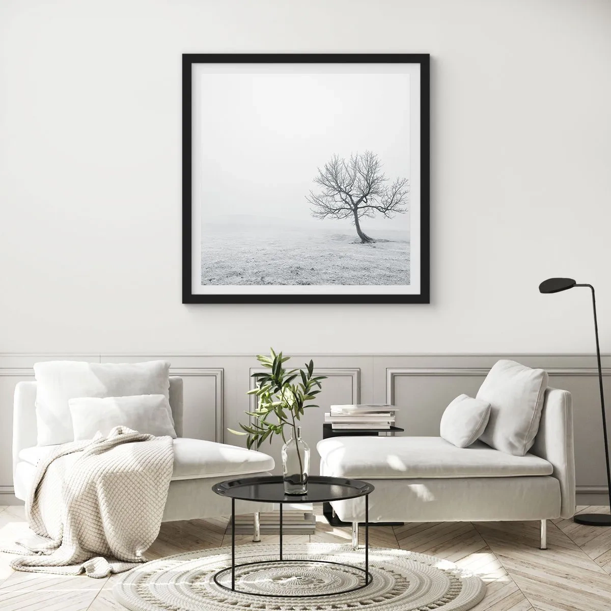Poster in een zwarte lijst - Tegen het niets - 30x30 cm