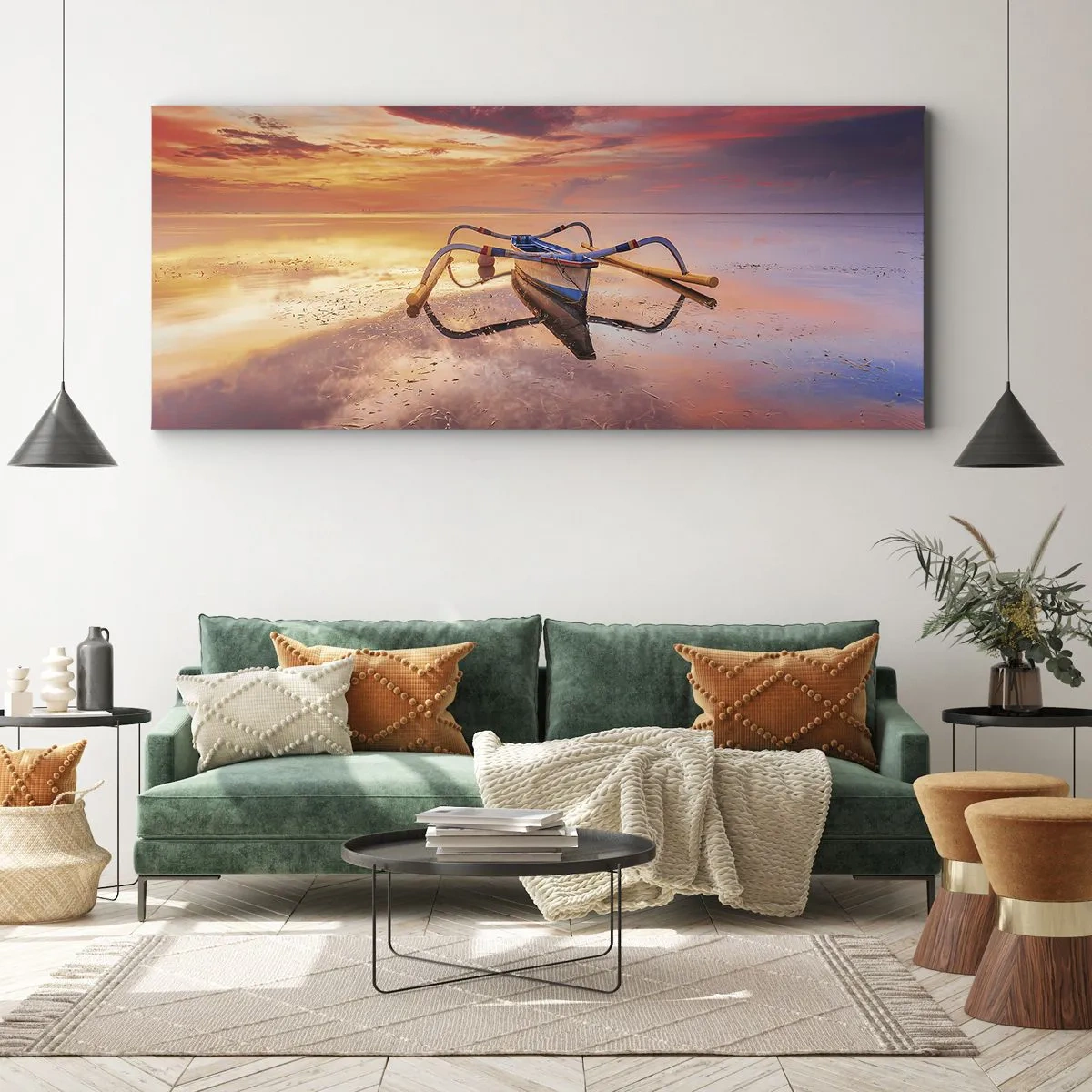Schilderen op canvas - De rust van een tropische avond - 160x50 cm